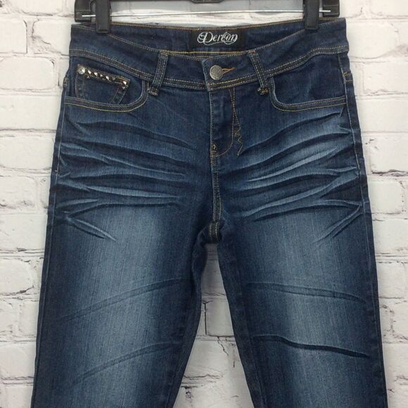 Dereon Beyonce Jeans Women’s Size 7/8 Skinny Whiskering Tapered Leg Embellished - Picture 6 of 10